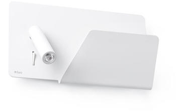 Faro Praktische Wandleuchte Suau aus Stahl und Aluminium in weiß-matt, Ausrichtung links, inkl. USB-Port und Ablage weiß