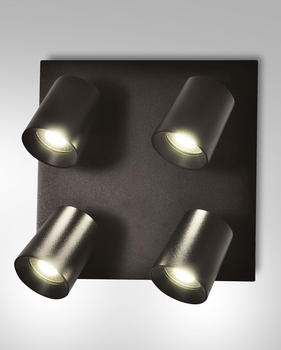 Fabas Luce Deckenleuchte Modo in Schwarz GU10 4-flammig schwarz