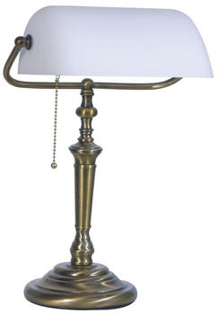 Steinhauer Schreibtischleuchte Ancilla in Bronze und Weiß E27 braun