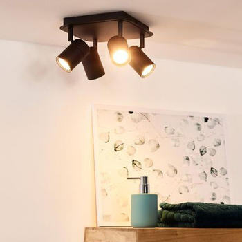 Lucide LED Deckenstrahler Lennert aus Metall 4x5W GU10 IP44 4-flammig schwarz
