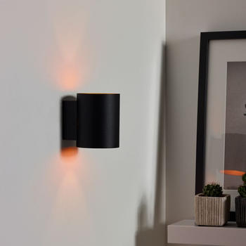 Lucide Runde Wandleuchte Xera in schwarz, gold, G9 schwarz