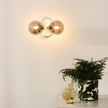 Lucide Wandleuchte Tycho in Gold-Matt und Grau G9 2-flammig gold / messing