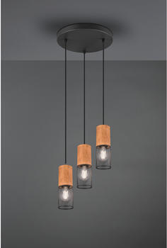 Trio Gitterlampe Pendelleuchte mehrflammig mit Metallgeflecht Lampenschirmen und Holz