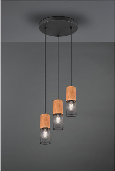 Trio Gitterlampe Pendelleuchte mehrflammig mit Metallgeflecht Lampenschirmen und Holz