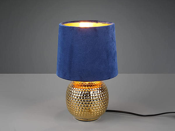 Trio-Leuchten Trio LED Tischleuchte Landhaus Stil Blau/Gold Keramikfuß  Samtschirm Nachttischleuchte Test TOP Angebote ab 24,48 € (Juli 2023)