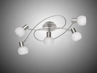 Meinewunschleuchte - Led Deckenstrahler 5-flammig Silber Chrom & Glas Alabaster,