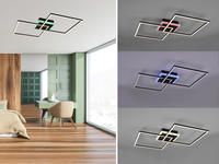 Led Deckenleuchte Arribo Schwarz 3 Stufen Dimmer & Farbwechsler, Breite 85cm