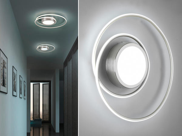 Trio-Leuchten Trio LED Deckenleuchte YAVA Ringförmig mit Fernbedienung, Ø 60cm, Silber