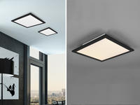 Led Deckenleuchte Alpha Schwarz Panel Eckig Ultra Slim, Quadrat 45cm