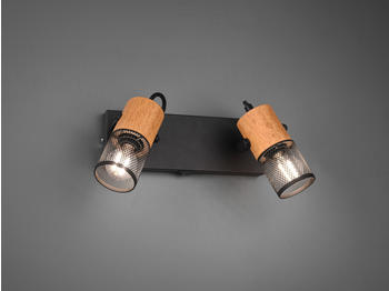 Trio Schwenkbarer LED Wandstrahler - Spotleuchte mit Schalter Metallgeflecht und Holz