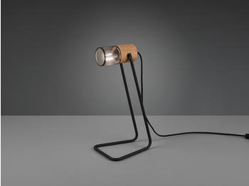Trio Industriedesign Nachttischlampe coole Jugendzimmer Gitterlampe mit Holzsockel