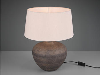 Trio Gro&szlig;e Tischleuchte rund 1flammig Keramikfu&szlig; & Stofflampenschirm beige H&ouml;he 46cm
