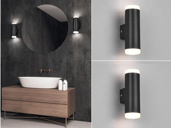 Trio LED Badezimmer Wandleuchte Set Schwarz Spiegelleuchte seitlich für Bad Gäste WC