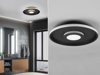 Led Deckenleuchte Ascari Rund Schwarz Matt Dimmbar Ip44, &Oslash; 40cm