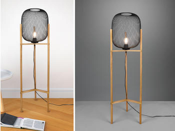 Trio Coole Stehleuchte im Industrie Design Gitterlampenschirm in schwarz aus Metall
