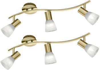 Trio LED Deckenstrahler 3 Spots dreh+schwenkbar 2er Set Deckenlampen in Messing matt