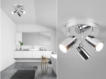 Trio LED Badbeleuchtungen Deckenstrahler 3flammig Chrom für Bad,Gäste WC Feuchträume