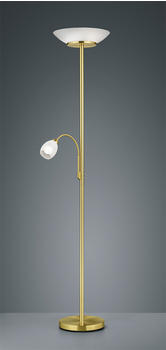 Trio LED Stehlampe Deckenfluter + flex Lesearm getrennt schaltbar Messing Glas wei&szlig;