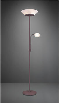 Trio LED Stehlampe Deckenfluter + flex Lesearm getrennt schaltbar in Rost Glas wei&szlig;