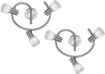 Trio 3-flammiges LED Rondel Spots dreh+schwenkbar 2er Set Deckenstrahler Nickel matt