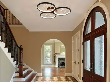Trio Große Deckenlampe Schwarz mit 3 Stufen Dimmer für Eingangsbereich & Treppenhaus
