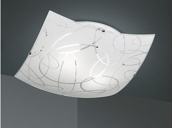 Trio-Leuchten Trio Deckenlampe dimmbar 40x40cm Glas Lampenschirm in wei&szlig; mit dezenten Dekor-Kreisen