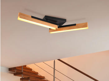 Trio LED Deckenleuchte dimmbar Holzlampe natur Schwarz schwenkbar für Eingangsbereich