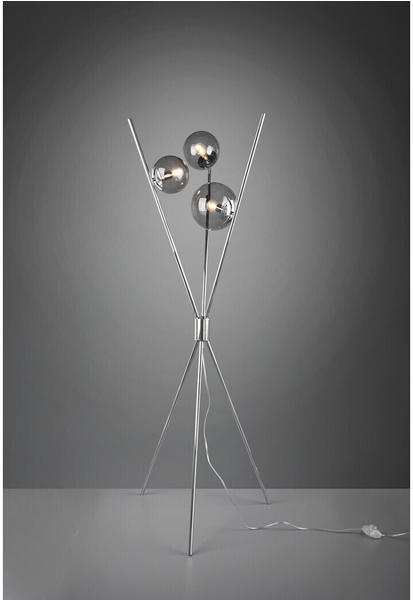 Trio Ausgefallene LED Stehleuchte Dreibein mit Rauchglaskugeln mehrflammig Stehlampen
