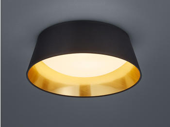 Trio LED Deckenleuchte PONTS mit Stofflampenschirm Ø34cm Höhe 12cm in schwarz/gold