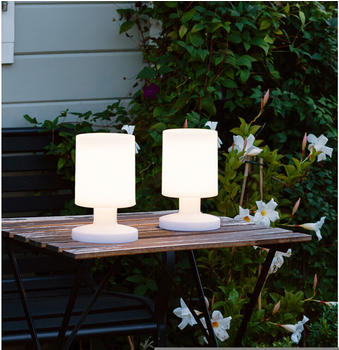 Trio 2er SET LED OUTDOOR kalbellose Tischleuchte 20cm für Außen Akku USB Anschluß