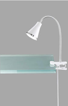 Trio LED Klemmleuchte flexibel Schwanenhalslampe in weiß Schreibtischlampe Leselampe