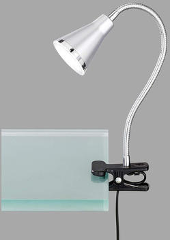 Trio LED Klemmleuchte flexibel Schwanenhalslampe Silber Schreibtischlampe Leselampe