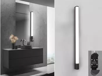 Trio LED Wandlampe Bad PIERA Schwarz 119cm