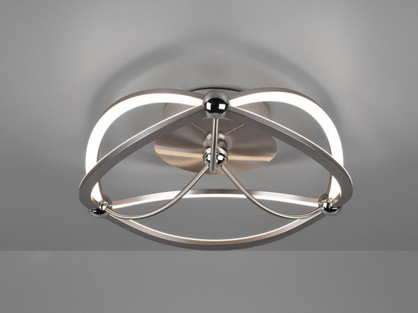 Trio Designer LED Deckenleuchte CHARIVARI Silber matt, Ø 41cm