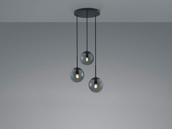 Trio Dreiflammige LED Rauchglas Pendelleuchte Kugellampe Esszimmerlampe