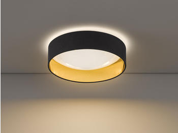 Fischer & Honsel Dimmbare LED Deckenlampe Ø40cm mit Sternlicht, Lampenschirm Textil schwarz gold