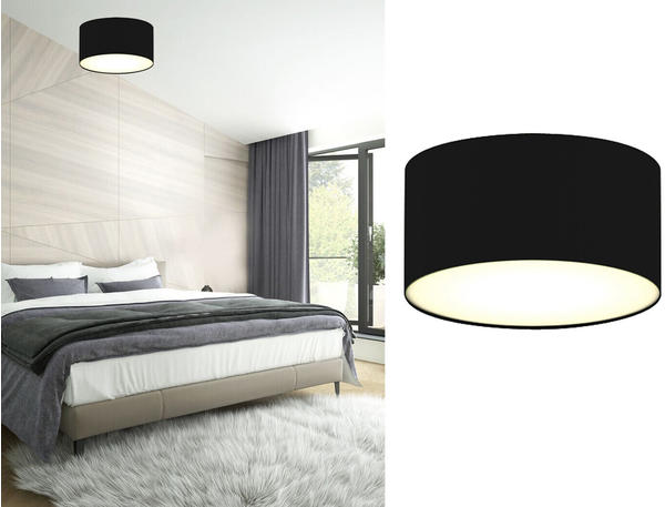 Smartwares Runde LED Deckenleuchte Ø20 mit schwarzem Stoffschirm Lampenschirm Deckenlampen