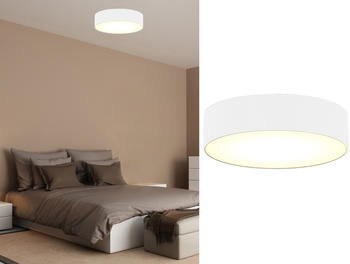 Smartwares Runde LED Deckenleuchte Ø40 mit weißem Stoffschirm - Lampenschirm Deckenlampen