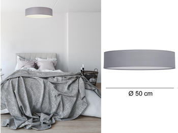 Smartwares Deckenleuchte mit Stoff Lampenschirm Grau 50cm - Textil Deckenlampe Stoffschirm
