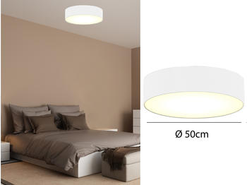 Smartwares Deckenleuchte mit Stoff Lampenschirm Weiß 50cm - Textil Deckenlampe Stoffschirm