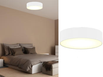 Smartwares Runde LED Deckenleuchte Ø50 mit weißem Stoffschirm - Lampenschirm Deckenlampen