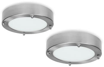 Smartwares Runde Deckenleuchten fürs Badezimmer im 2er SET mit 12W LED, Stahl & Glas, IP44
