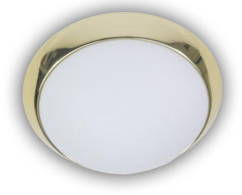 Niermann Deckenlampe Opalglas matt mit Dekorring Messing poliert Deckenschale rund Ø 40cm