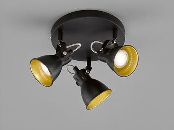 FHL easy LED Deckenstrahler BOBBY 3 flammig rund Schwarz Gold