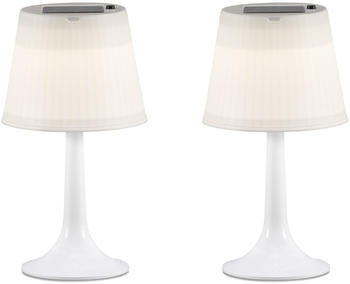 Konstsmide 2 Stk. Wei&szlig;e LED Tischleuchte mit Solar H. 36cm IP44 Tischlampe au&szlig;en Terrasse