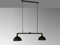Fischer&honsel - Pendelleuchte Leitung 2-flammig Industrial Schwarz Gold Design Rohr,