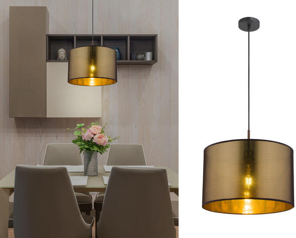 Globo LED Pendelleuchte für über Esstischlampe Wohnzimmerlampe hängend, gold schwarz
