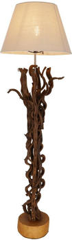 Guru-Shop Stehlampe / Stehleuchte, in Bali Handgefertigt aus Naturmaterial, Holz, Baumwolle - Modell Jade 100, Braun, Treibholz,Baumwollstoff, 100*32*32 cm