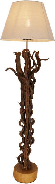 Guru-Shop Stehlampe / Stehleuchte, in Bali Handgefertigt aus Naturmaterial, Holz, Baumwolle - Modell Jade 120, Creme-weiß, Treibholz,Baumwollstoff, 120*35*35 cm