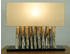 Guru-Shop Tischlampe / Tischleuchte Vitoria, in Bali Handgemachtes Unikat aus Naturmaterial ,Treibholz, Baumwolle - Modell Vitoria, Weiß, Baumwollstoff,Treibholz, 42*50*18 cm